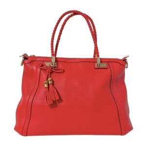 Gucci Pebbled Calfskin Bella Top Handle Red